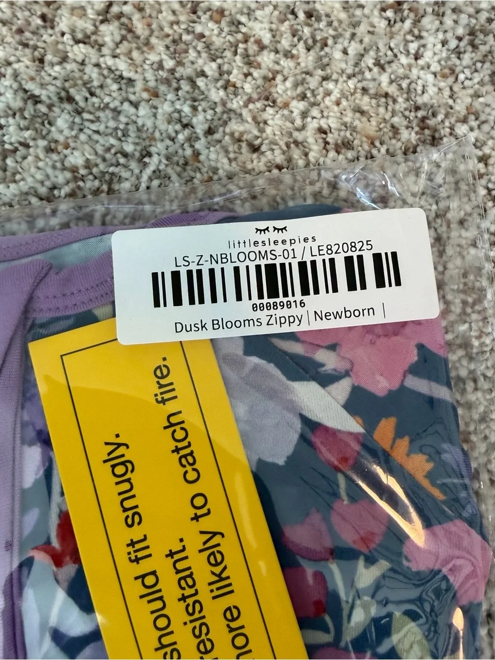 NWT Newborn Little Sleepies Dusk Blooms Purple Flowers